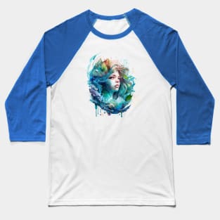 Zodiac Sign AQUARIUS - Watercolour Illustration of astrology Aquarius Baseball T-Shirt